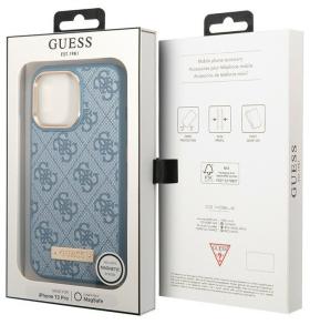 Guess для iPhone 13 Pro Max чехол PU 4G Big metal logo Hard Blue