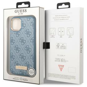 Guess для iPhone 13 Pro Max чехол PU 4G Big metal logo Hard Blue