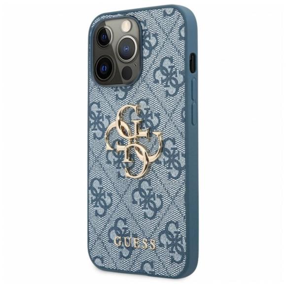 Guess для iPhone 13 Pro Max чехол PU 4G Big metal logo Hard Blue