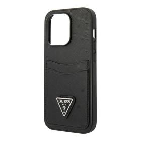 Guess для iPhone 14 Pro Max чехол PU 4G Double cardslot Metal triangle logo Hard Black