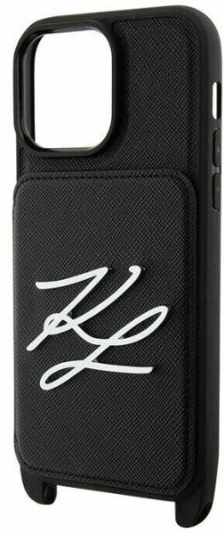 Lagerfeld для iPhone 14 Pro Max чехол Crossbody cardslot PU Saffiano Autograph Hard Black