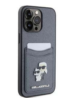 Lagerfeld для iPhone 14 Pro Max чехол Crossbody cardslot PU Saffiano Autograph Hard Black