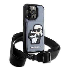 Lagerfeld для iPhone 14 Pro Max чехол Crossbody cardslot PU Saffiano Monogram NFT Karl Ikon Hard Blk