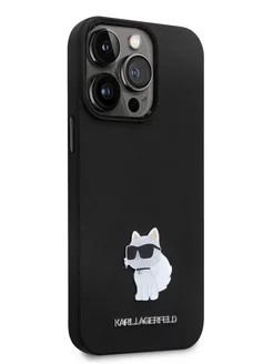 Lagerfeld для iPhone 15 Pro Max чехол Liquid silicone NFT Choupette Hard Black