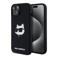 Lagerfeld для iPhone 15 Pro Max чехол Liquid silicone NFT Choupette Hard Black