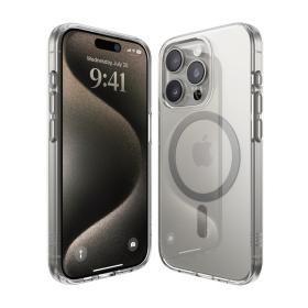Elago для iPhone 15 Pro чехол HYBRID (pc/tpu) Clear/Medium Grey (MagSafe)