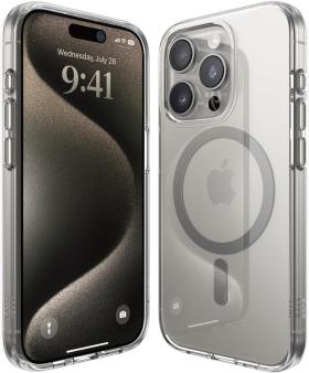 Elago для iPhone 15 Pro чехол HYBRID (pc/tpu) Clear/Medium Grey (MagSafe)