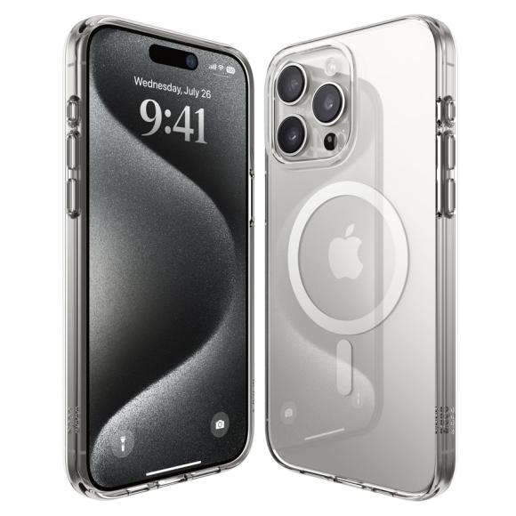 Elago для iPhone 15 Pro чехол HYBRID (pc/tpu) Clear/Medium Grey (MagSafe)