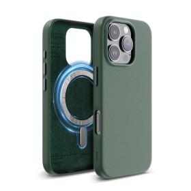 Elago для iPhone 15 Pro Max чехол PU Leather Midnight Green (MagSafe)