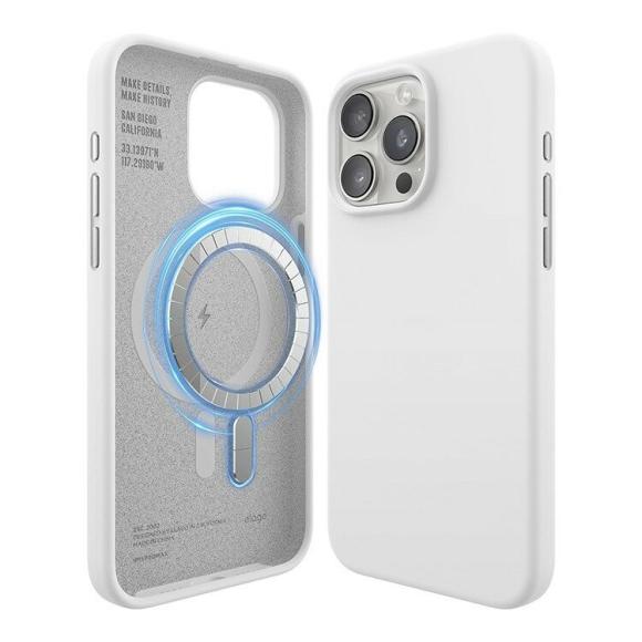 Elago для iPhone 15 Pro Max чехол Soft silicone (Liquid) White (MagSafe)