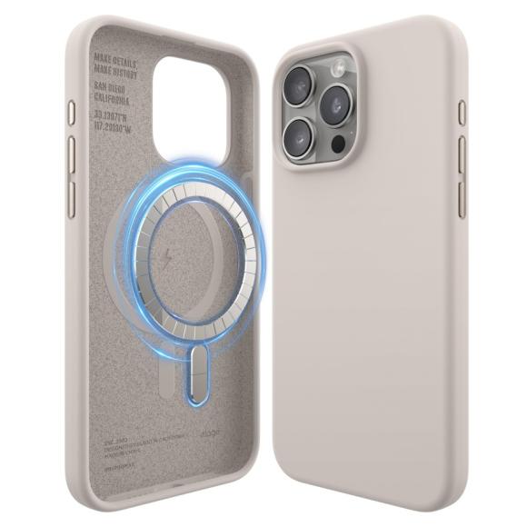 Elago для iPhone 15 Pro Max чехол Soft silicone (Liquid) White (MagSafe)