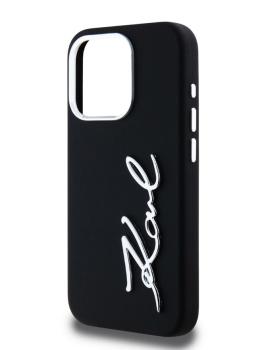 Lagerfeld для iPhone 15 Pro чехол Liquid Silicone Metal Autograph Hard Black