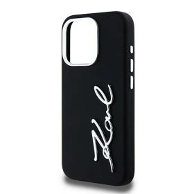 Lagerfeld для iPhone 15 Pro чехол Liquid Silicone Metal Autograph Hard Black