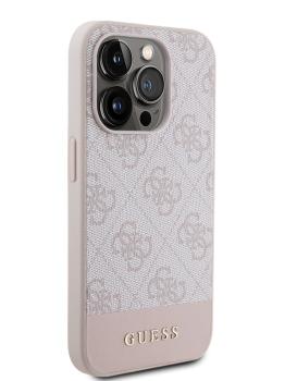Guess для iPhone 15 Pro Max чехол PU Quilted with Script metal logo Hard Pink