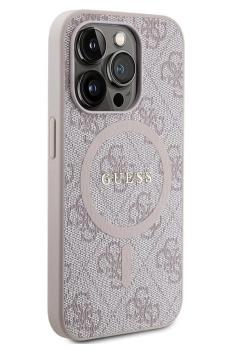 Guess для iPhone 15 Pro Max чехол PU Quilted with Script metal logo Hard Pink