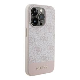 Guess для iPhone 15 Pro Max чехол PU Quilted with Script metal logo Hard Pink