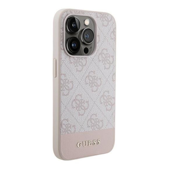 Guess для iPhone 15 Pro Max чехол PU Quilted with Script metal logo Hard Pink
