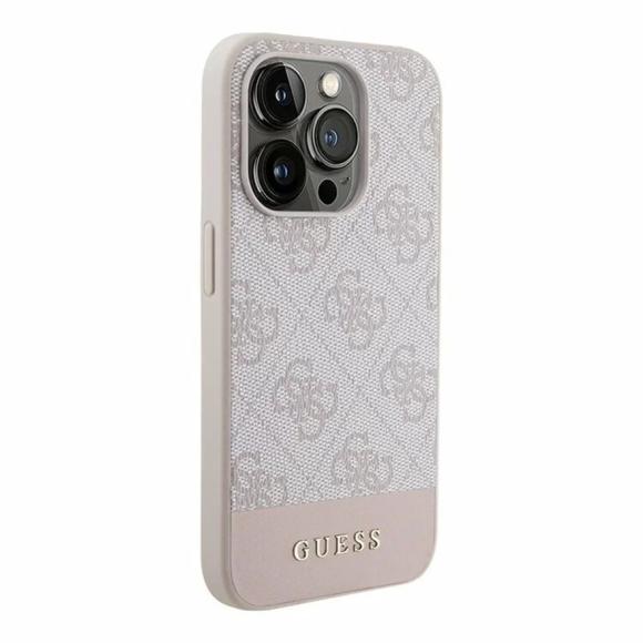 Guess для iPhone 15 Pro Max чехол PU Quilted with Script metal logo Hard Pink