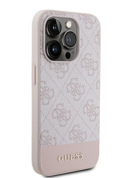 Guess для iPhone 15 Pro Max чехол PU Quilted with Script metal logo Hard Pink