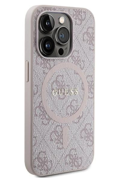 Guess для iPhone 15 Pro Max чехол PU Quilted with Script metal logo Hard Pink