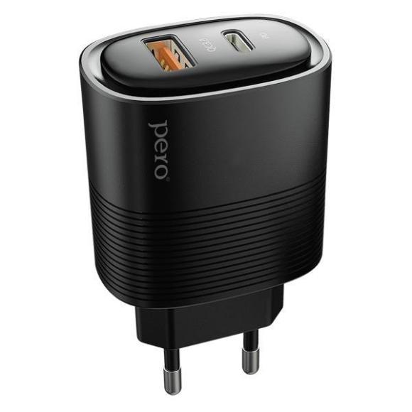 СЗУ PERO TC11 USB-A QC3.0 + USB-C PD, 45W белый