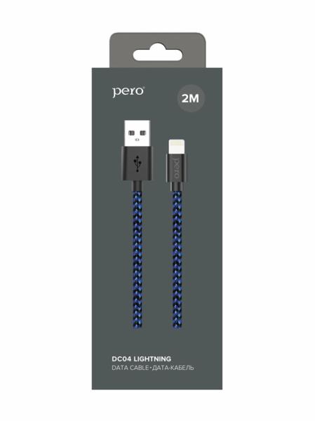 Дата-кабель PERO DC-04 8-pin Lightning, 2А, 1м, Blue-black